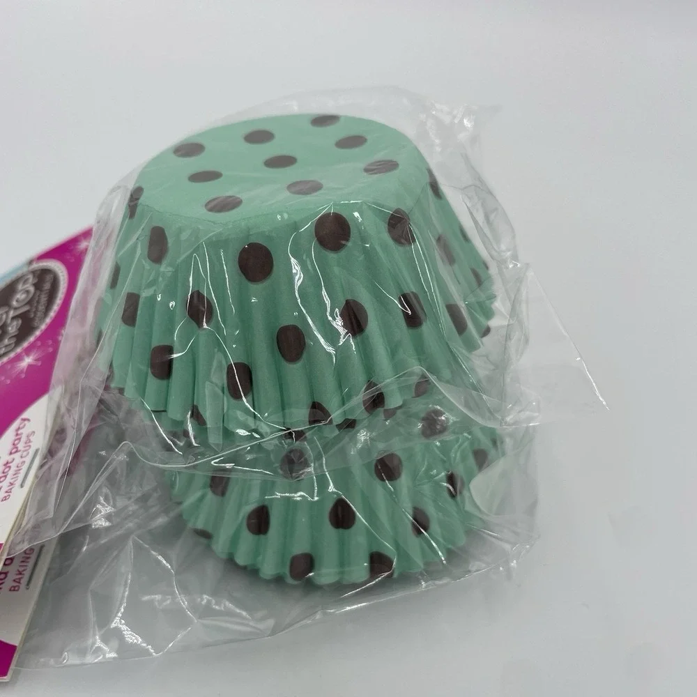 Aqua Polka Dot Classic Cupcake Liners, 100 count Baking Cups (2) X 50 Count